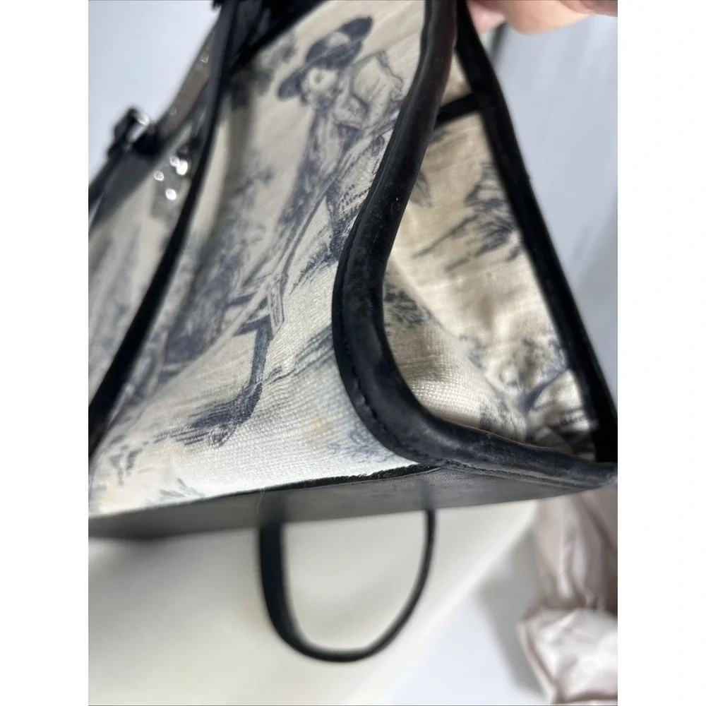 Brighton Martine Purse Black Croc Embossed Leather Canvas Blue Toile Shoulder